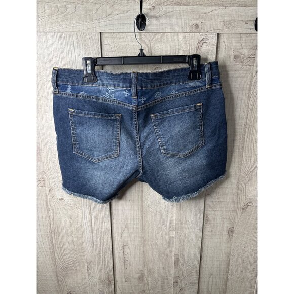 Bit & Bridle Womens Size 12 Blue Denim Aztec Print Frayed Hem Jean Shorts - Picture 2 of 6